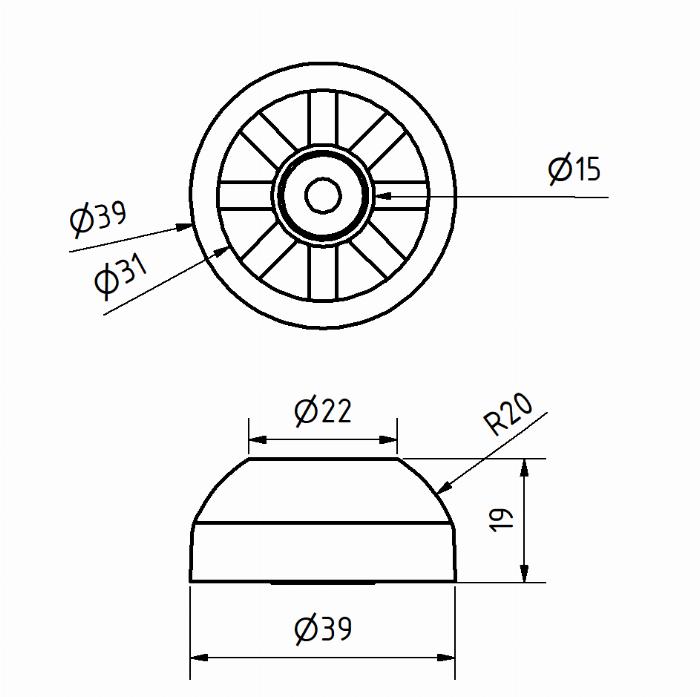 Base 40 for Swivel Feet  Zinc raw