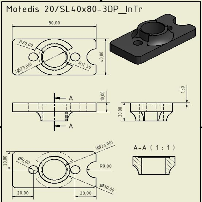 3D Printed parts 20-InTr for plain bearing Igus - 3DP