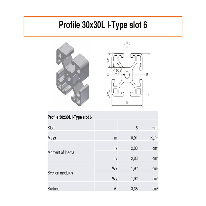 Profile 30x30L I-Type Slot 6