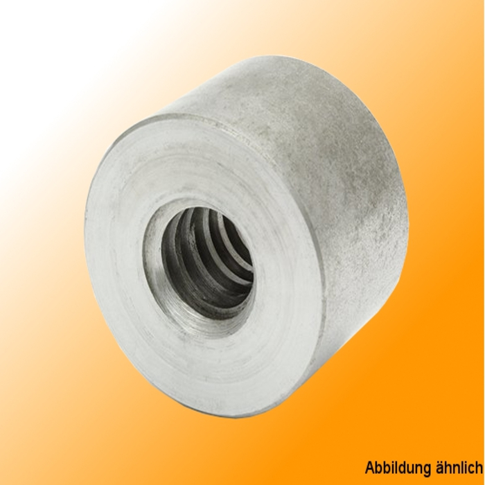 Trapezoidal screw nut TR12X6P3 R in steel used for low and medium speed, lifting tasks under load.