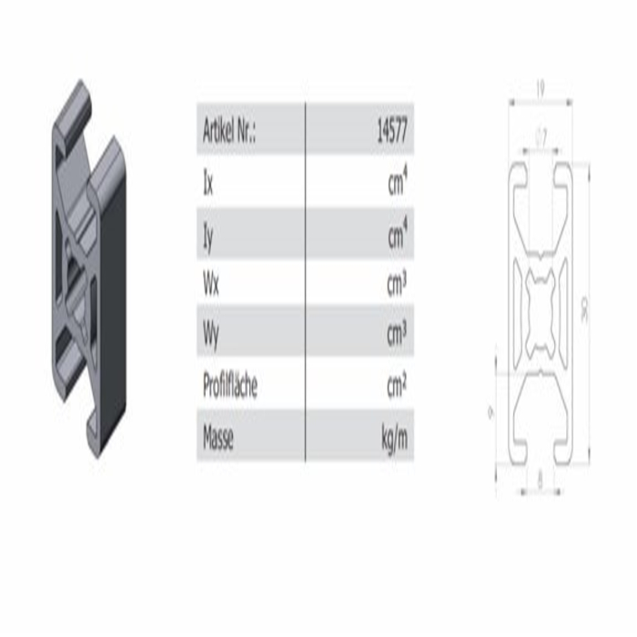 Profilato alluminio 19x30 scanalatura 8 tipo B