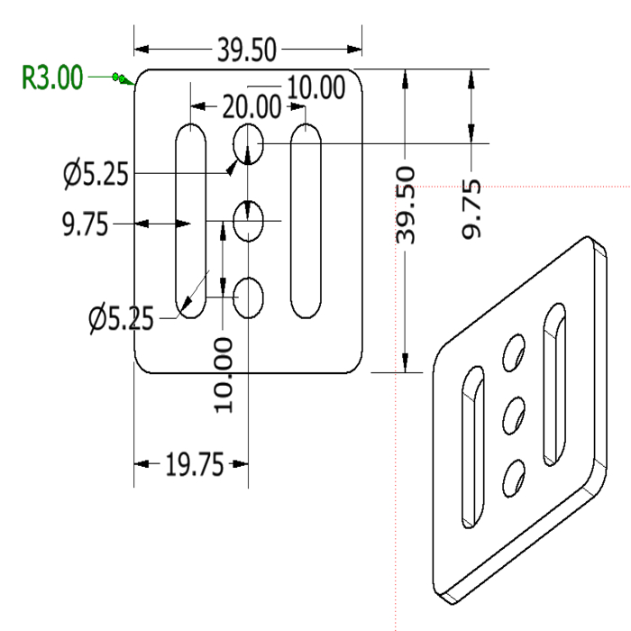 Universal Adapter Plate V2 Alu lasered Nema 17 t=3mm