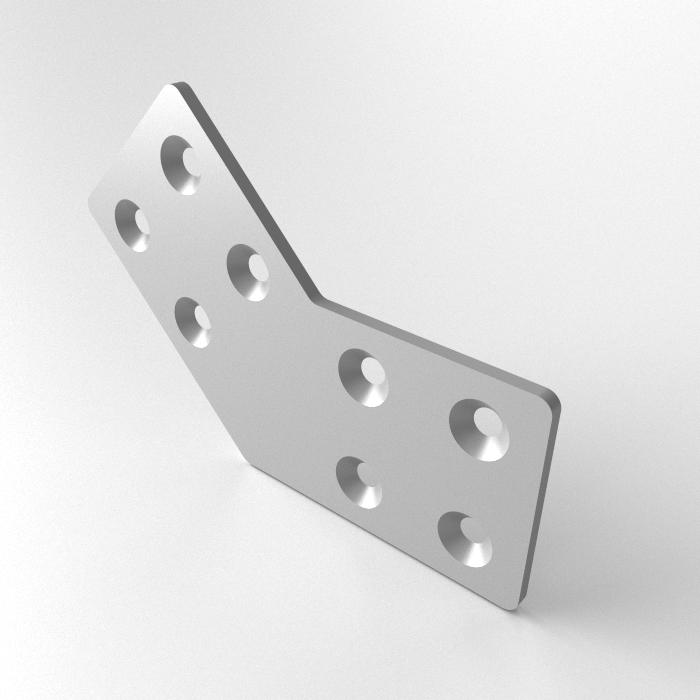 Connector plate lasered aluminium 45° 8-hole