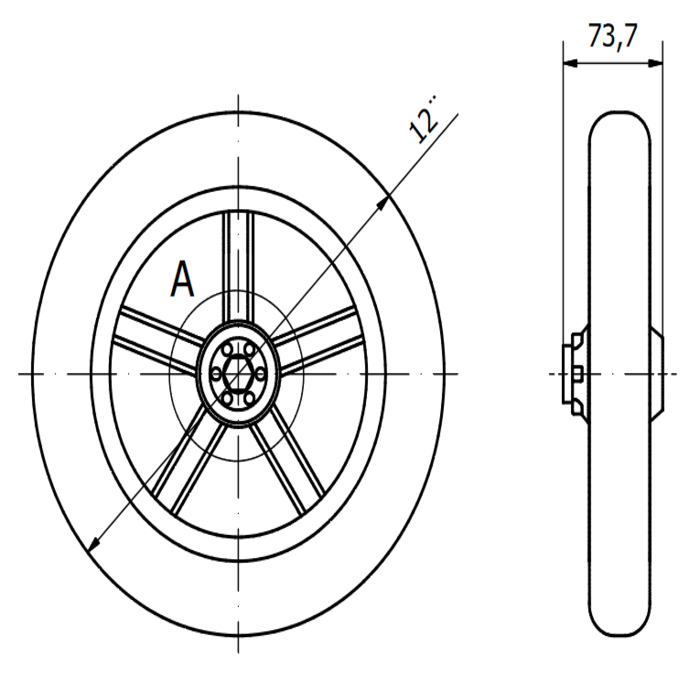 Ruota di trasporto 304,8 mm ruota pneumatica con cerchio in PVC