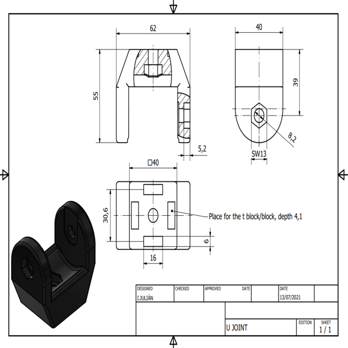 Giunto a U in plastica resistente