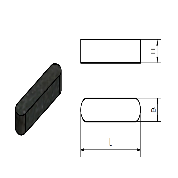Chiave piuma DIN 6885 forma A 3x3x16mm acciaio lucido